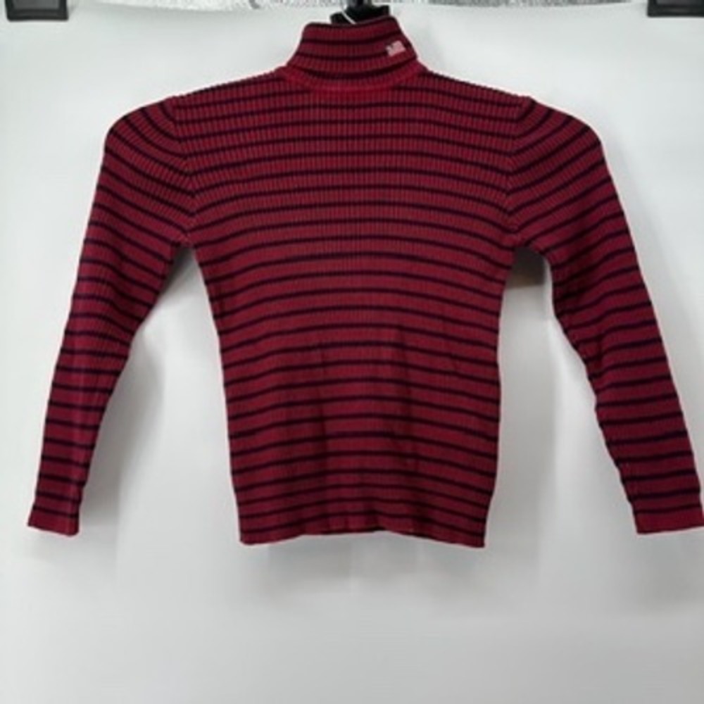 Polo Jeans Co Ralph‎ Lauren Lg Red Navy Striped Turtleneck Long Sleeve Top